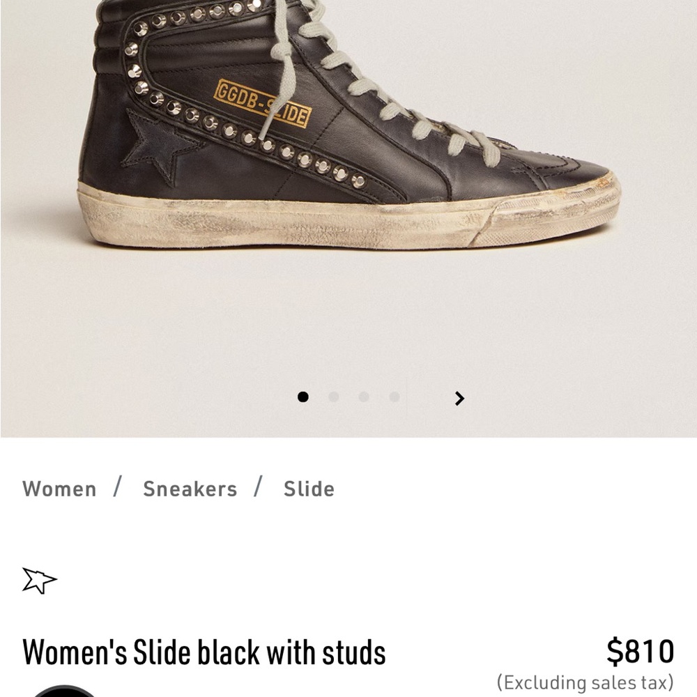 Lux High End Golden Goose Women's Black Leather Sneakers w/ Stud Accents.